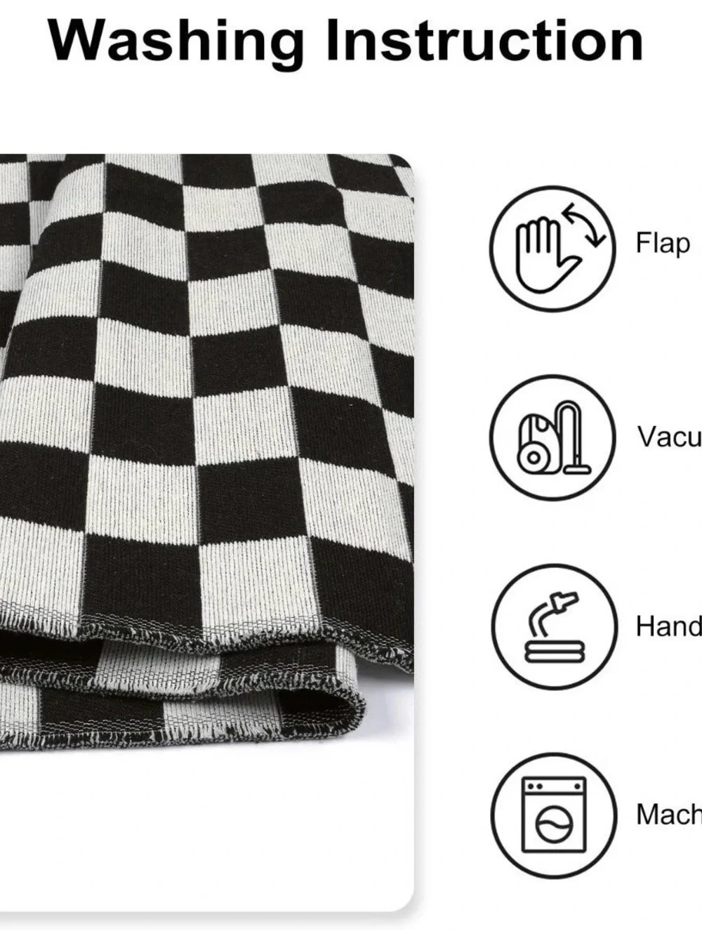 Black and White Checkered Area Rug, 3*5ft